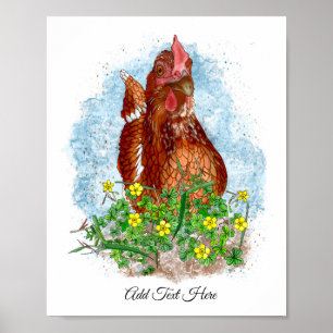 Poster Arte em frango desenhada à mão   Frango em Cute na