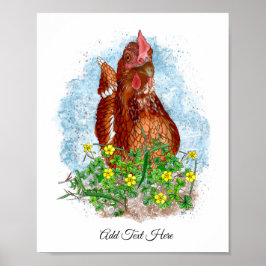 Poster Arte em frango desenhada à mão | Frango em Cute na