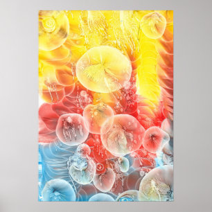 Poster Arte em Gouache de Energia Abstrata Pintada à Mão