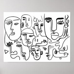 Poster Arte em linha abstrato, Desenho em frente a Abstra