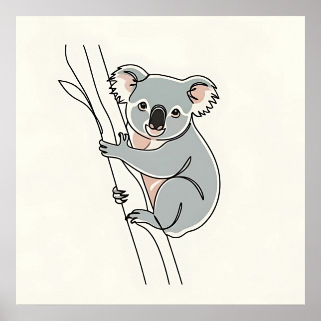 Poster Arte em Linha Cute Boho Koala (Frente)
