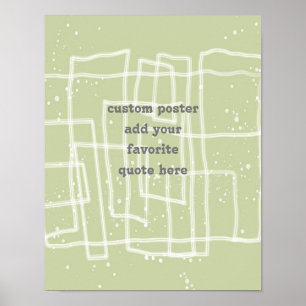 Poster arte em linha fuan e funky musgo verde adicione um
