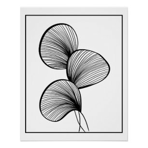 Pôster Arte em Linha Mínima Abstrato - Botânica Moderna