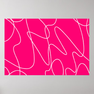 Poster Arte em linha rosa quente
