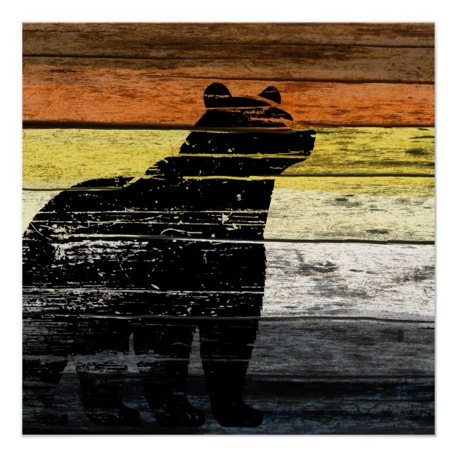 Pôster Arte em Madeira Orgulho de Urso  (Frente)