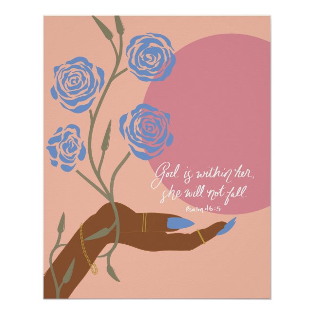 Pôster Arte em Mão Negra com Rosas e Afirmações (Frente)
