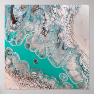 Pôster Arte em Mármore de Rocha Turquesa Azul Única
