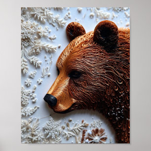Poster 🐻 Arte em papel com penas de Urso Pardo Natureza