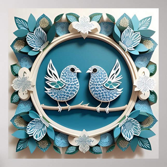 Poster Arte em papel de pássaros Blue Jay (Frente)