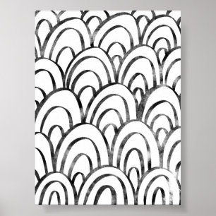 Poster Arte em parede Abstrato do arco-íris preto e branc