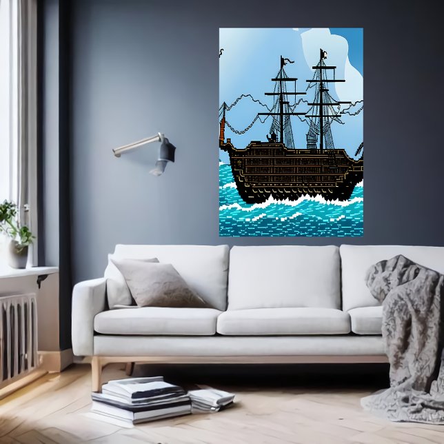 Poster Arte em pixel, barco a vela no mar excelente | Art (Criador carregado)