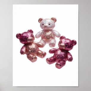 Poster Arte em Prata Artística TRÊS URSINHOS BRILHANTES T