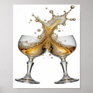 Poster Arte em Prata WHISKY SPLASH Artística