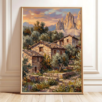 Poster Arte em Tela de Parede da Vila do Campo de Dolomit