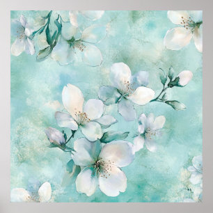 Poster Arte em Tela Floral Verde Espuma do Mar