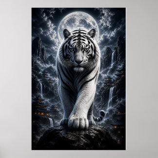 Poster Arte em Tela Guardiã do Luar do Tigre Branco – Pow