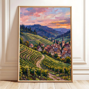 Poster Arte em Tela Impressionista de Verão da Floresta N