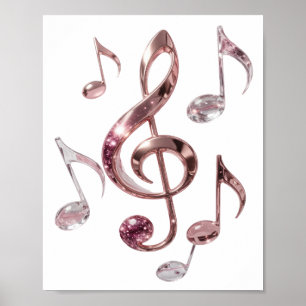 Poster Arte em Texto 3D de Prata Marcante MÚSICA NO AR