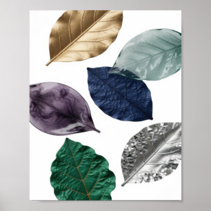Poster Arte em texto 3D Vibrante Folhagem Prata