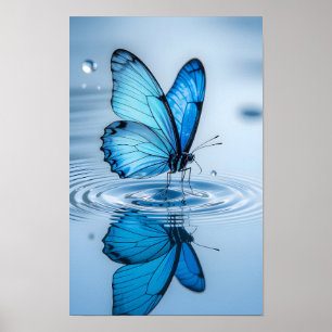 Poster Arte Emoldurada de Borboleta Azul