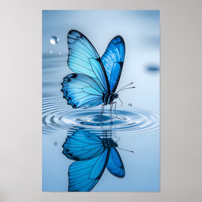 Poster Arte Emoldurada de Borboleta Azul (Frente)