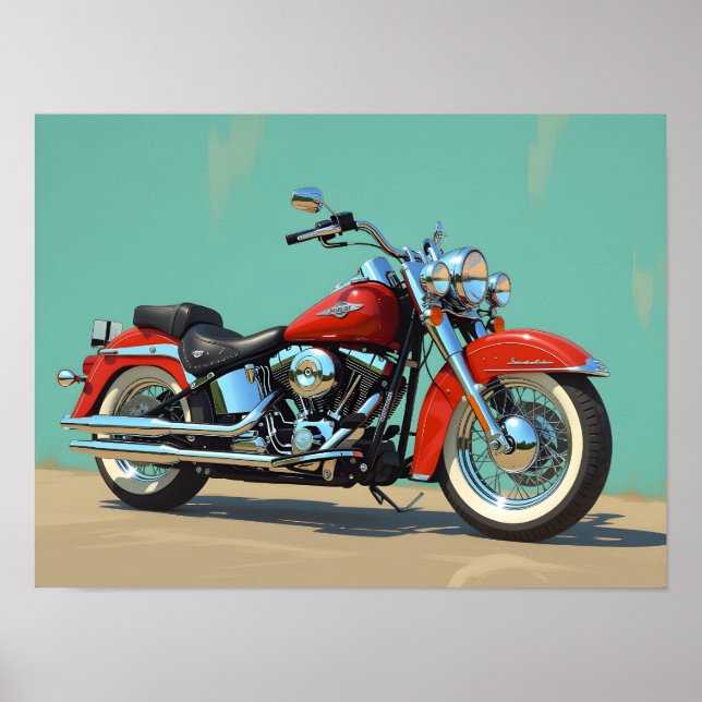 Poster Arte Emoldurada de Moto Antiga (Frente)