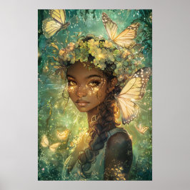 Poster Arte Encantada de Borboleta de Esmeralda