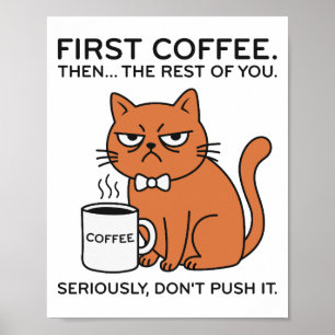 Poster Arte engraçada da Gata Mal-Humorada em moldura par