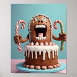 Poster Arte engraçada de Bolo de Gengibre – Doce Natalino