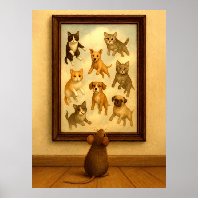 Poster Arte Engraçada de Gato e Muro de Cachorro (Frente)