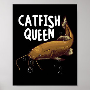 Poster Arte engraçada de gato pescando mulheres Mãe Rainh