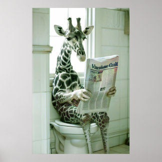 Poster Arte engraçada de girafa para parede de banheiro,