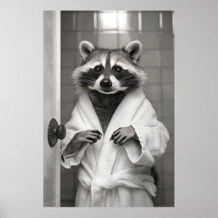 Poster Arte engraçada de Guaxinim para Banheiro Impressõe