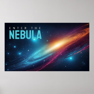Poster Arte Espacial Abstrata Neon de Supernova Cósmica É
