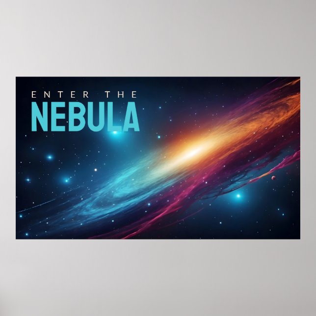 Poster Arte Espacial Abstrata Neon de Supernova Cósmica É (Frente)