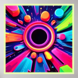 Poster Arte Espacial Abstrata Vórtice Neon