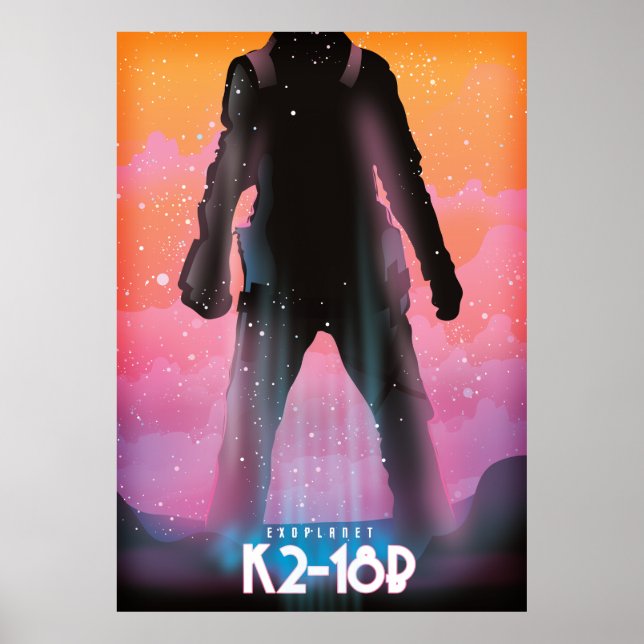Poster Arte espacial do exoplaneta K2-18b (Frente)