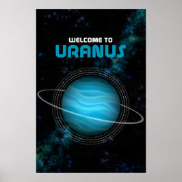 Poster Arte Espacial Externa Retroativa com Urano Planeta