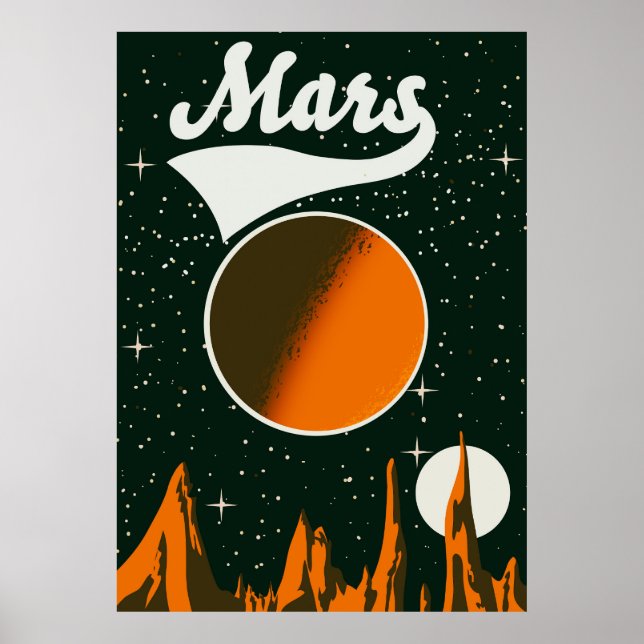 Poster Arte espacial retrô de Marte (Frente)