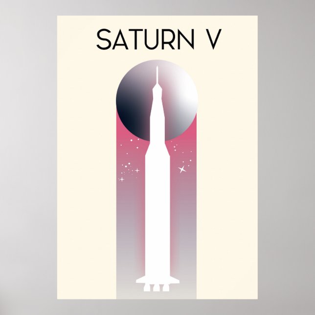 Poster Arte Espacial Saturno V Apollo (Frente)