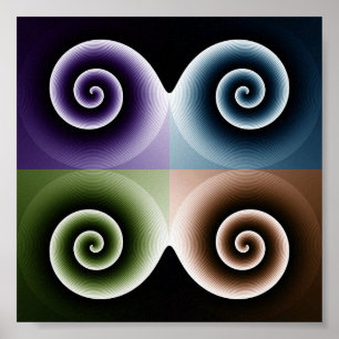 Poster Arte Espiral a Quatro Cores