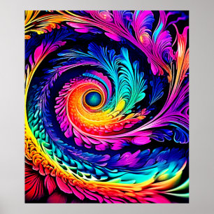 Poster Arte Espiral Colorida Psicodélica