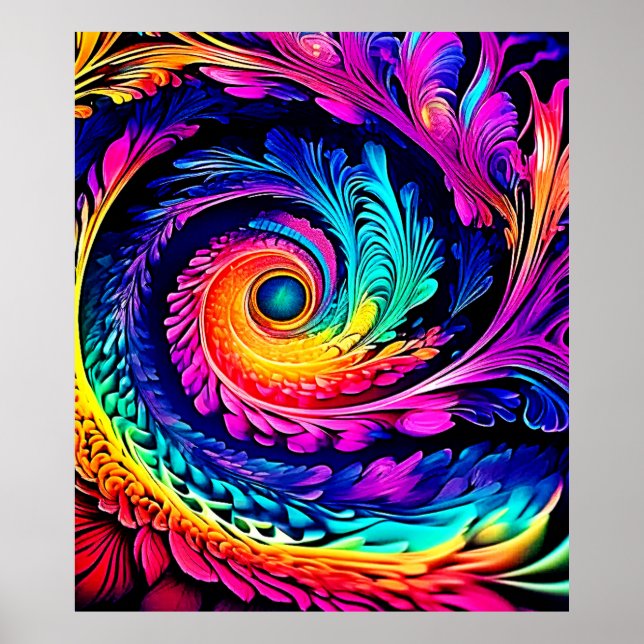 Poster Arte Espiral Colorida Psicodélica (Frente)