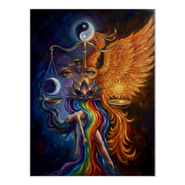Pôster Arte Espiritual Fénix e Lótus   (Frente)