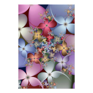Pôster Arte Estético Floral Fractal Pastel Dreamcore