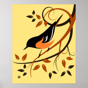 Poster Arte estilizado de Baltimore Oriole