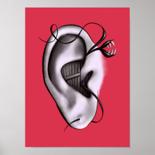 Poster Arte estranha de Digitas do monstro da orelha