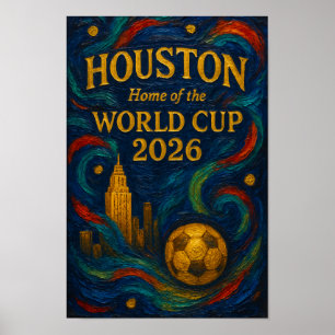 Poster Arte Expressionista da Copa do Mundo de Houston em