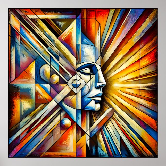 Poster 🎨 Arte Facial Geométrica Colorida para Decoração  (Frente)