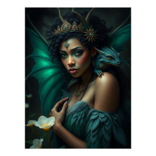 Pôster Arte Fada De Dragão Brilhante